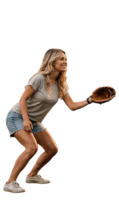 Woman with a baseball glove